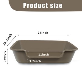 Blaucasa 2 Pack Extra Large Dog Litter Box Pan Tray (ABS Material), Low Entry Jumbo Senior Litter Boxes for Multiple Kitten Big Cats, Pet Safe Indoor Dog Potty (Chocolate, 24" L x 20" W)