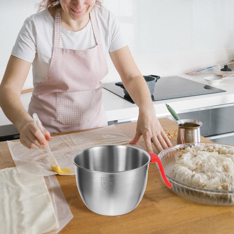 TOPBATHY Stainless Steel Mixing Bowls with Handle Mixing Batter Bowl