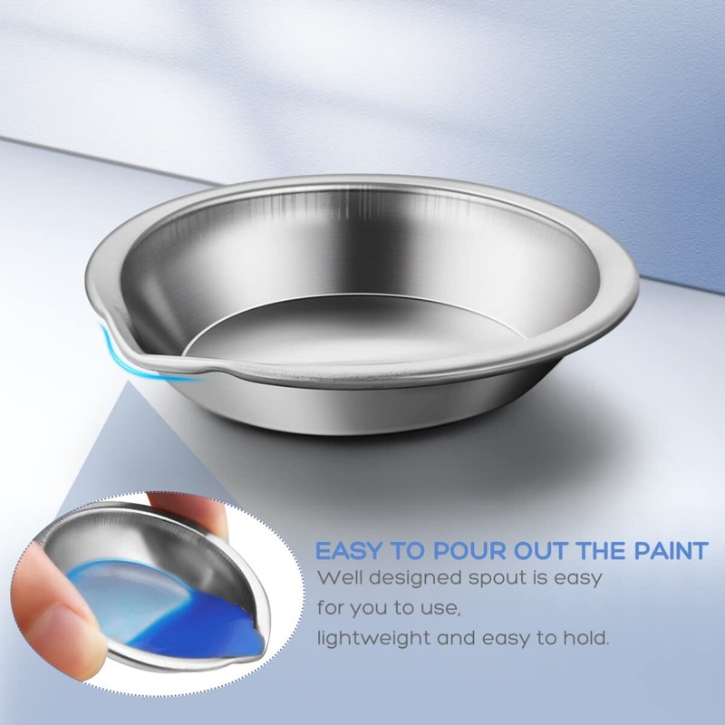 Cabilock 12pcs Makeup Palette Stainless Steel Small Round Paint Tray