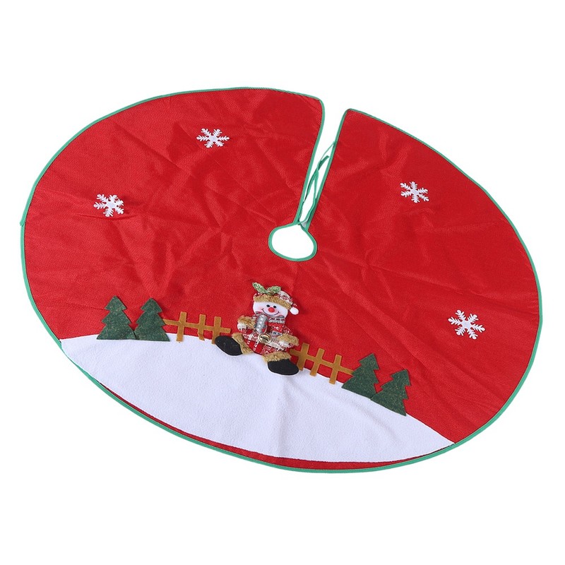 Red Flannelette Christmas Tree Skirt Base Floor Mat Apron Cover