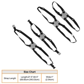 sourcing map 2pcs Luggage Straps Elastic Suitcase Belt Adjustable Buckle Luggage Connector Elastic Straps Belt PU Suitcase Connect Accessories with Lock for Travel Packing Storage, Black Gray