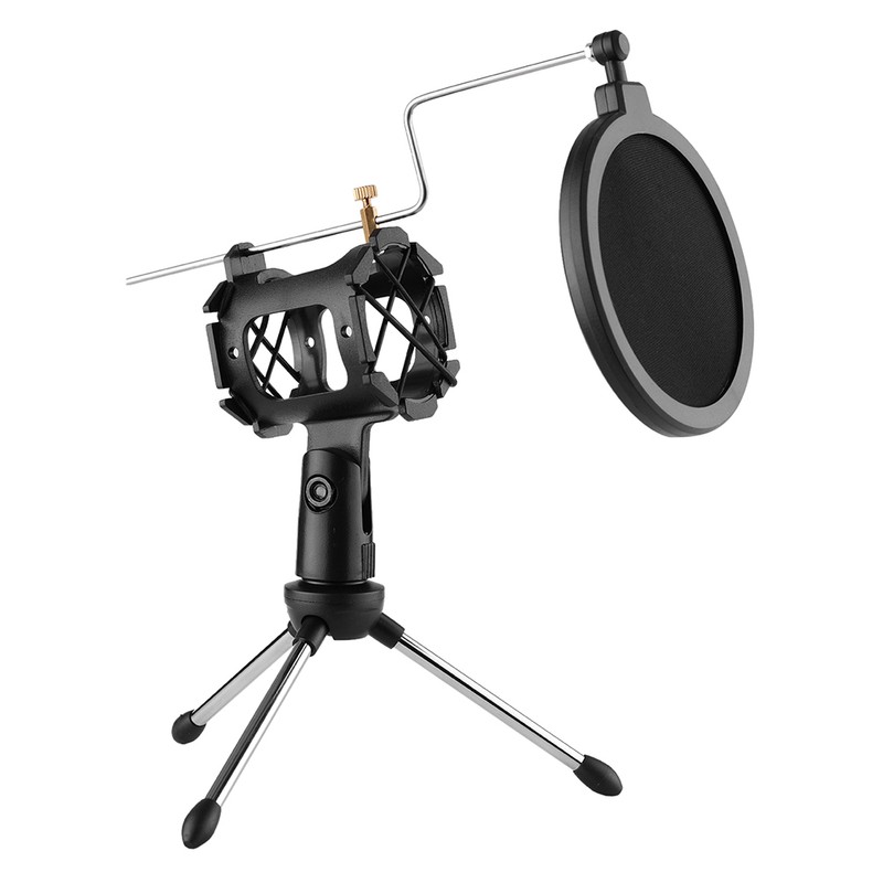 Video Microphone Kit with Mini Microphone Tripod Shock Mount Pop