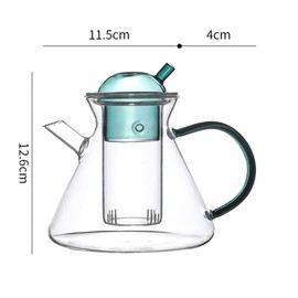 WAIT FLY Vintage Borosilicate Glass Teapot with Removable Infuser, 17 OZ Teapot for Loose Leaf and Blooming Tea, Stovetop and Microwave Safe-Green-Teapot