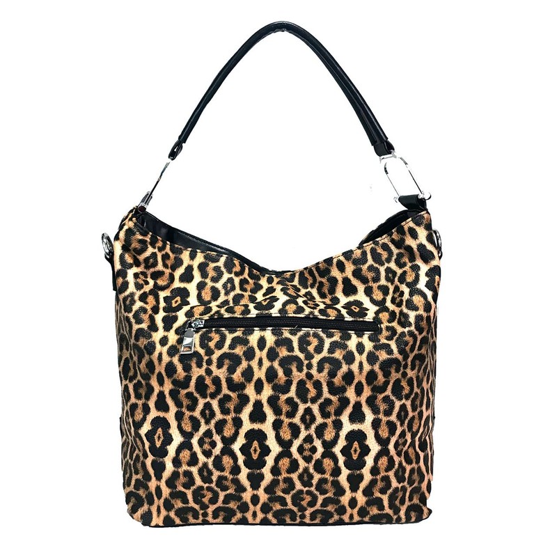 Zzfab Leopard Purse Rhinestone Band Hobo Bag Coffee