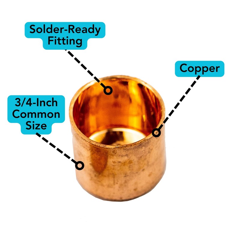Harrier Hardware Copper Pipe Fitting Caps - 10-Pack, 3/4-inch Diameter