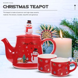 Cabilock Christmas Snowman Teapot Tea Cup Set Christmas Teapot Ceramic Teapot Teaware Set Serveware Brewing Warm Winter Drinks Addition To Your Festive Table