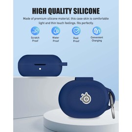 Case for SteelSeries Arctis GameBuds, Silicone Protective Cover for SteelSeries Arctis Game Buds，Full-Body Shockproof Cover with Scratch Protection, with Keychain & Lanyard and Cleaner Kit，Blue