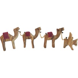Carved Camel Train Olive Wood Bethlehem Holy Land - Caravan Set 3 Camels with Donkey