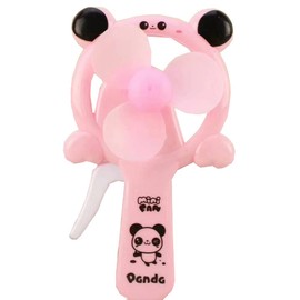 Skystal, Mini Portable Pure Manual Panda Pattern Handheld Fan, Plastic Personal Student Fan, Kids Children Hand Press Manual Cooling Fan for Travel Office Room Household Indoor and Outdoor (Pink)