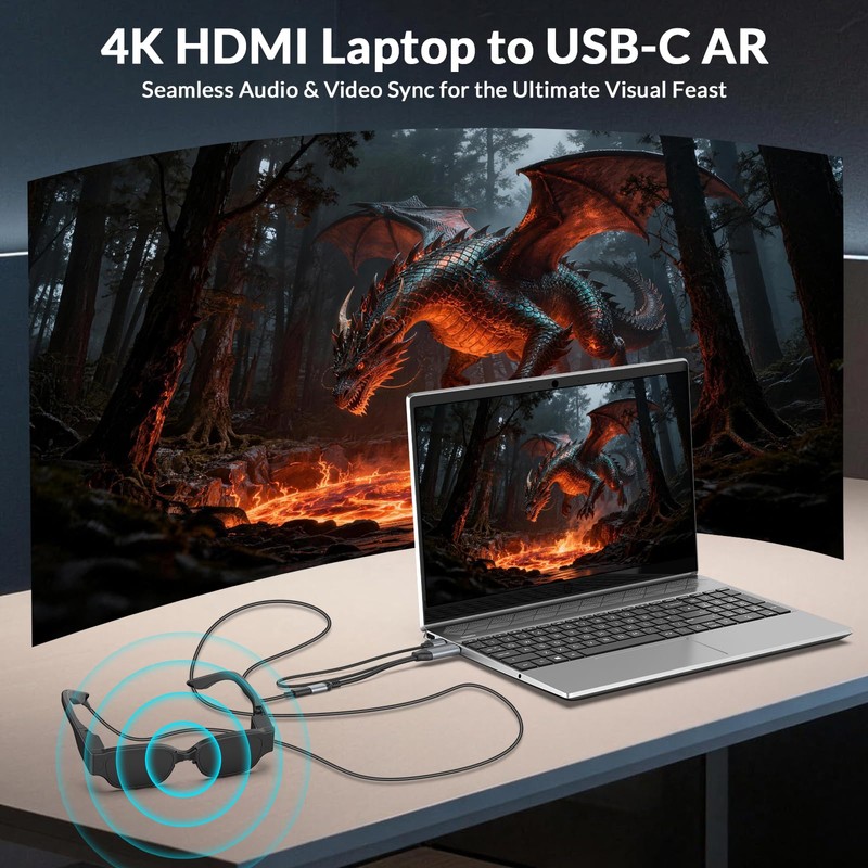 HDMI to USB C Cable 4K@60Hz 0.75ft, Unidirectional Adapter for