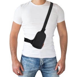 Peiees Sportswear Essentials Small Crossbody Bag for Men Women Mini Sling Bag Travel Running Phone Daypack Cross Body Shoulder Bags, Black