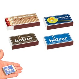 jameitop® Streichholzschachteln 4 X 48er Packungen 10cm mit Vintage Design + 1 Pack Welthölzer Retro Nostalgie Streichhölzer Zündhölzer