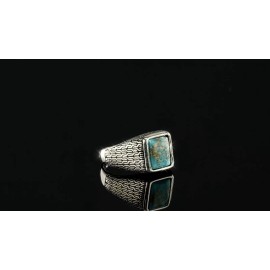 HarlemBling Blue Turquoise Mens Real Solid 925 Silver Navajo Native American Inspired Ring - 8