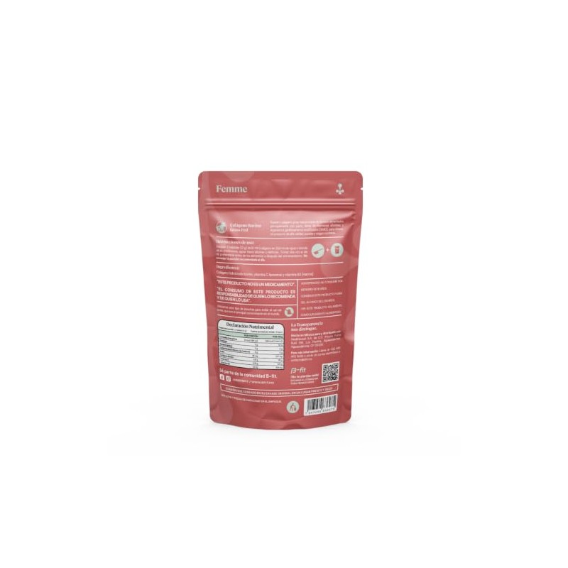 B-FIT Colágeno Hidrolizado Bovino en Polvo Femme Suplemento Para Mujer