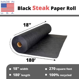 IDL Packaging 18" x 180' Black Steak Paper Roll – Best Experience for Meat Display – Butcher Paper for Packing or Serving Food – Unwaxed, Uncoated, Moisture Resistant Kraft Wrapping Paper