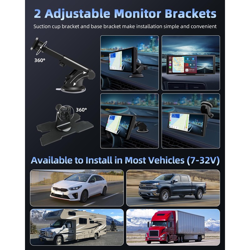 【2024 Newest Lens Flip】 10.26''Wireless CarPlay Screen for Car 2.5K