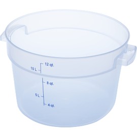 Carlisle FoodService Products Storplus Round Food Storage Container with Stackable Design for Catering, Buffets, Restaurants, Polypropylene (Pp), 12 Quart, Clear, (Pack of 6)