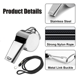 jatimdotin Whistle, Pack of 5 Stainless Steel Sports Whistles with Lanyard, Referee Whistle, Ideal for School Sports, Football Referees, Dog Training, Sports Lessons