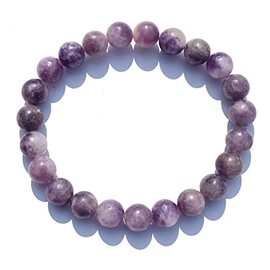 Natural Lepidolite Bracelet 8 mm Crystal Stone Bracelet Round Shape for Reiki Healing and Crystal Healing Stones