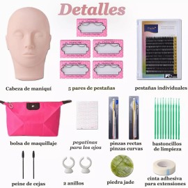 Repink Kit De Extensión De Pestañas Con Cabeza De Maniquí 12 Piezas