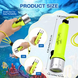 Retisee 4 Pack Scuba Diving Flashlight, 1000 Lumen T6 LED Dive Light Bright Waterproof Underwater Flashlight Snorkeling Diving Torch Submersible Light for Outdoor Underwater Sports(Green)