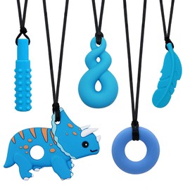 Chew Necklaces for Sensory Kids - Chewy Necklace Sensory Toys for Boys with Autism, ADHD, SPD, 6 Pack Sensory Product with Textured Chewable Design