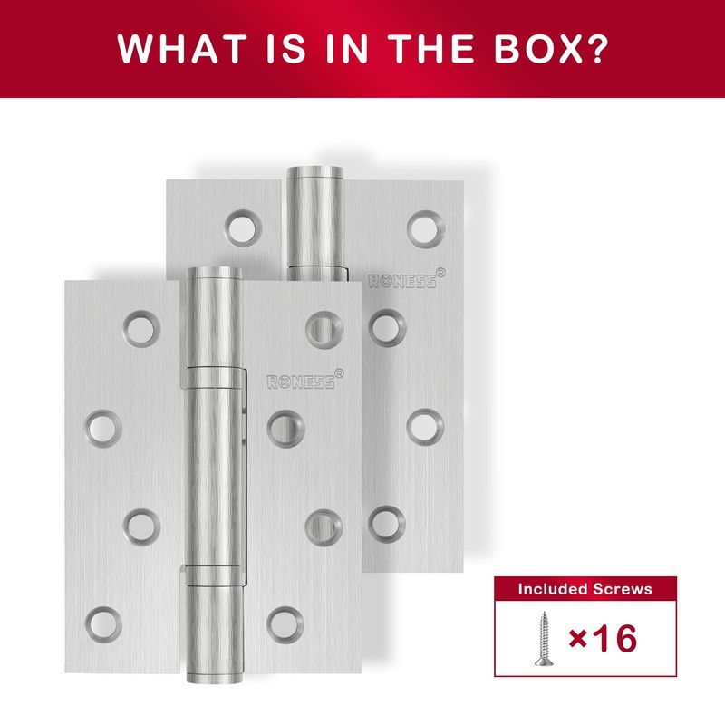 2 Pack RONESS Stainless Steel Hinge, 4'' x 3'', Heavy
