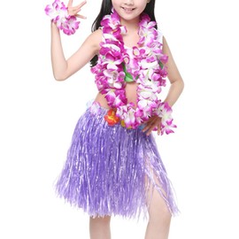 ZCMG Hawaiian Leis Headband Wristbands Hawaii Tropical Luau Flower Women Necklace Headpiece Hair Bands Hairband Bracelets Beach Summer Pool Wedding Cosplay Birthday Dress Up Party Supplies Purple
