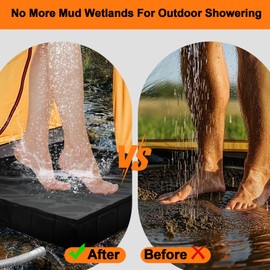 ZUUDYSEN Portable Shower Base, Foldable Camping Shower Pan with Drain and Clamp to Keep Feet Clean Shower Basin Floor for Camping Showe, Beach, RV, Pte Bath Indoor Outdoor, 41" x 41" x 5"