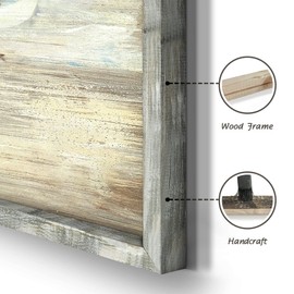 Ocean Framed Wooden Wall Art: Abstract Beach Oil Painting Style Sea Bird Pictures Ocean Prints Peaceful Coastal Artwork for Office 16"x12"