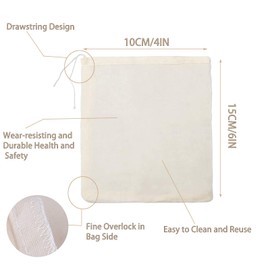 Nut Milk Bag, Cheese Cloths for Straining Reusable 4 Pack 4"X6", Cold Brew Coffee Bags, Nut Bag for Almond Milk, Unbleached Organic Cotton Cheesecloth Bag, Bone Broth Brew Bag(4PACK 4INx6IN)