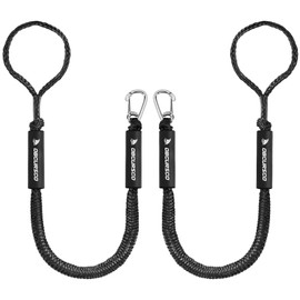 Obcursco Bungee Dock Lines,Boat Dock Rope,Jet Ski Accessories with 316 Stainless Steel Clip for Kayak,Seadoo,Pontoon,Yamaha WaveRunner,Canoe (Black, 3ft-4.2ft)