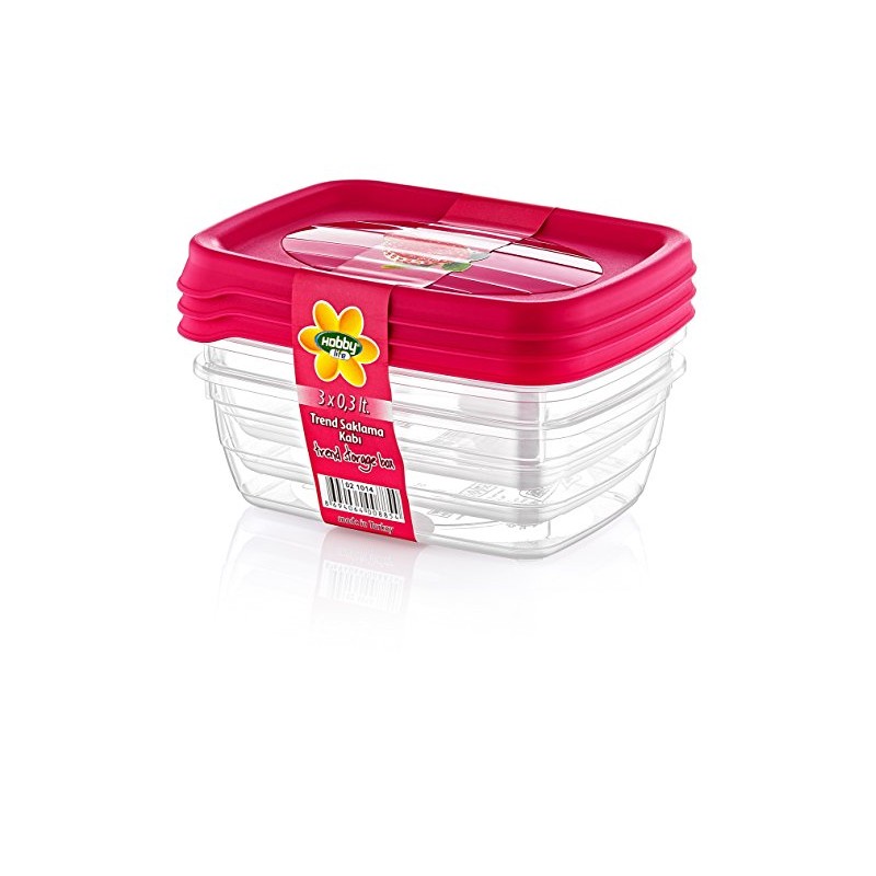 Hobby Life 0.3 Litre 3-Piece Plastic Trend Rectangular Storage/Food Saver