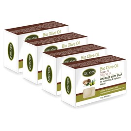 Kalliston, Μassage Body Soap with Argan Oil, Massage & Exfoliating Natural Soap, Crafted in Crete, Greece, Cruelty Free, 110g Each Bar, Pack of 4