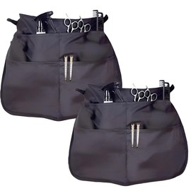 ST-BEST-P Hair Stylist Apron Waterproof with 5 Pockets,Barber Apron for Men & Women,Groomers,Cosmetology,Barber Shop (Black, 2PCS)