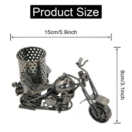 Boerni Creative Retro Motorcycle Model Pen Container Holder,Three-Wheel Metal Moto Pencil Cup Pot Storage Organizer Iron Art Sculpture Modern Handcraf for Home Office Decor Ornaments Stationery Gift