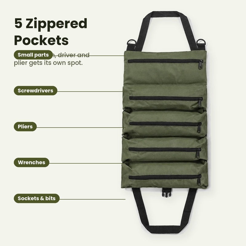 Heavy Duty Roll Up Tool Bag – Oxford Fabric Tool