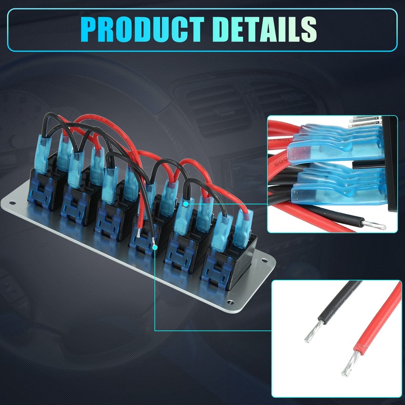 X AUTOHAUX 6 Gang Rocker Switch Panel 3 Pin on