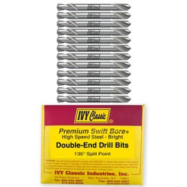 IVY Classic 01708 1/8-Inch x 2-Inch Double-End Drill Bit, M2 High-Speed Steel, 135-Degree Split Point, 12-Pack