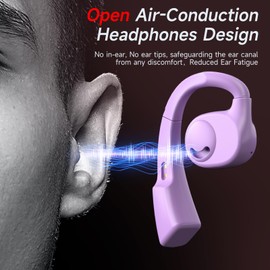 Open Ear Bluetooth Headphones Stereo Sound Clear Call Air-Conduction Wireless Charging Case LED Digital Display Ear Hook Wireless Earbuds with Microphone Waterproof Earphones for Sport Workout Running