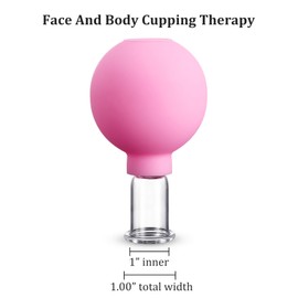 Nuanchu Facial Cupping Cup Glass Face Cup Silicone Cupping Massage Vacuum Suction Mug for Body Face Leg Arm Back Shoulder Muscle and Joint Pain(Pink,0.65 Inch Diameter)