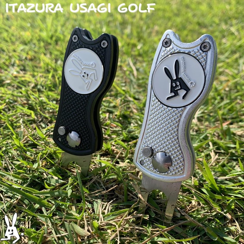 ITAZURA USAGI Golf Golf Marker & Green Fork (Black) with