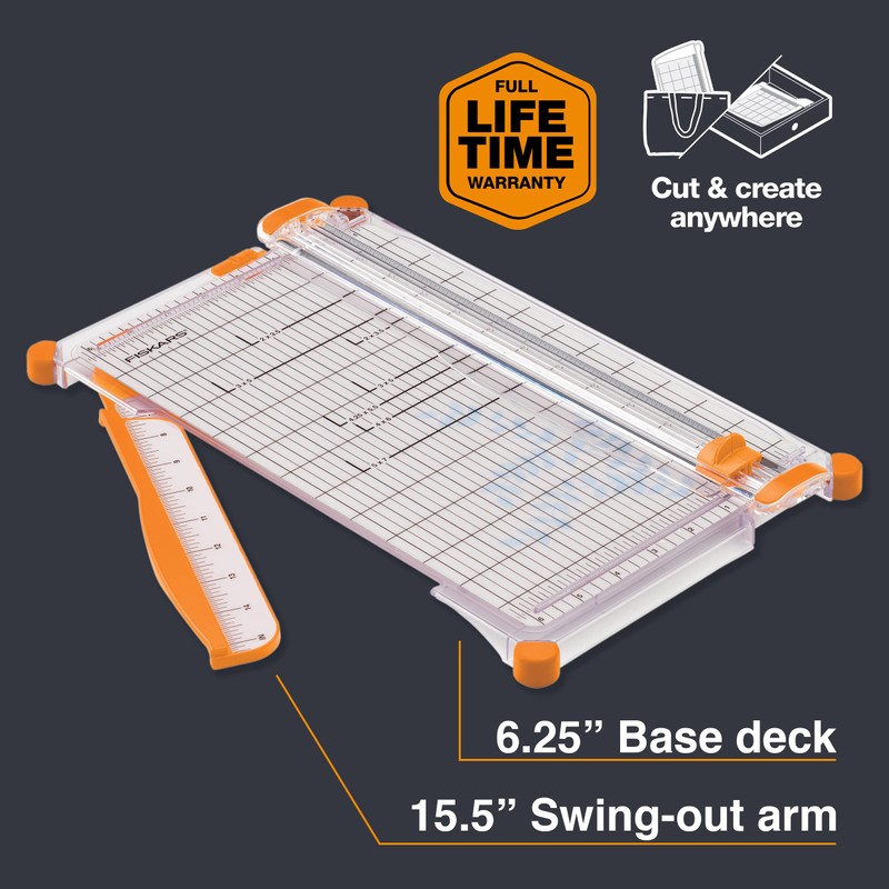 Fiskars Precision Paper Trimmer, Easy, Safe and Accurate for Crafts,