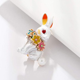 Crystal Enamel Bunny Brooch Cute Animal Rabbit Lapel Pin Brooch Badge Clothes Bag Jackets Decor