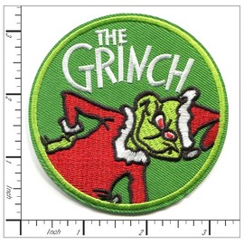 Patchwork Paradise The Grinch Embroidered Iron-On Patch - Christmas Holiday Movie Green Design