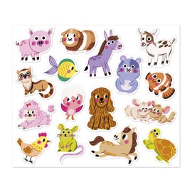 Janod - Confezione da 100 Adesivi - Busta Adesivi Formato Grande Animali Domestici - dai 18 Mesi in su - attività Creative per Bambini - Apprendimento della motricità fine e della concentrazione