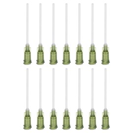 QUARKZMAN Pack of 50 14G Plastic Luer Lock Dispensing Needles, 1.5 Inch PTFE Needle Tube, PP Heat Resistant Plastic Blunt Tip for Liquid Glue Gun, Olive