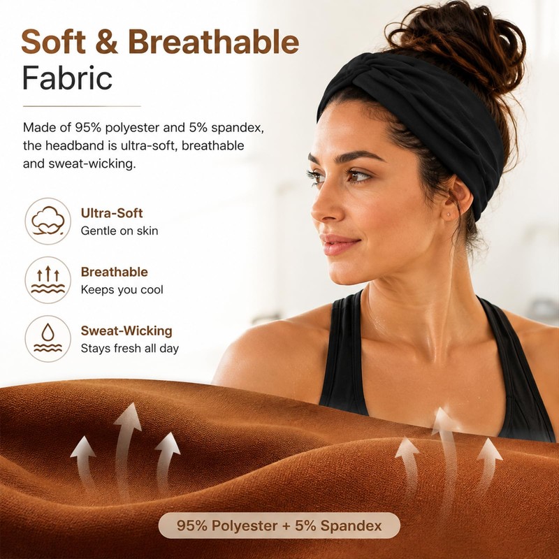 10cm Wide Hair Bands for Women, 2-Piece Set of Stretchy