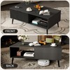 Coffee Table, 41.34" Wooden Coffee Table with Storage Cabinet, Two-Tier
