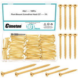 Cimeton 101PCS #8x2 Deck Screws Star Torx Drive Flat Head Wood Screws with T25 Torx Star Drive Bit Assortment Kits Star Drive Deck Screws Decks for Fences Frames Farms Outdoor Furniture